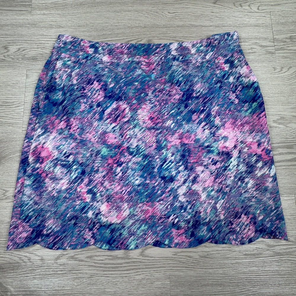 EP New York Women Golf Skort Abstract Print Scalloped Hem Purple Blue Size 10